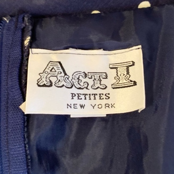 Vintage Navy Blue Polka Dot Strapless Fit and Flare Swing Dress - Picture 9 of 12